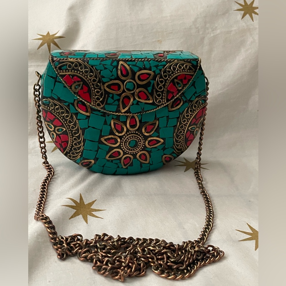 Vintage Handmade Hard Shell Mosaic Crossbody - Picture 2 of 9